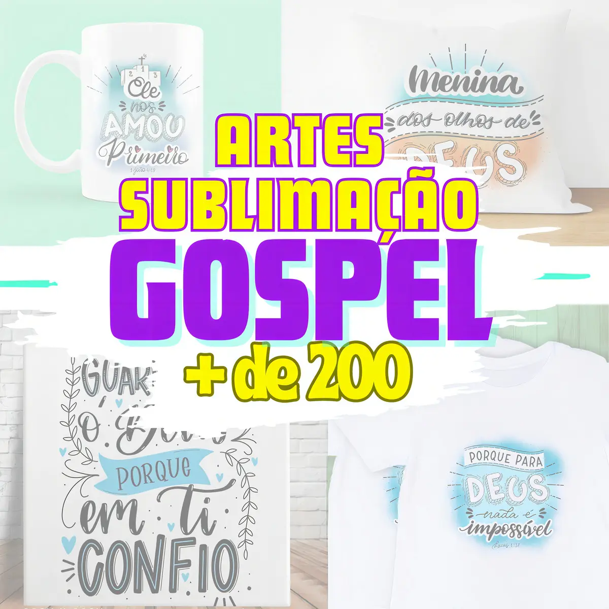 Pack 200 Artes Premium Gospel Lettering Para Canecas + Bônus