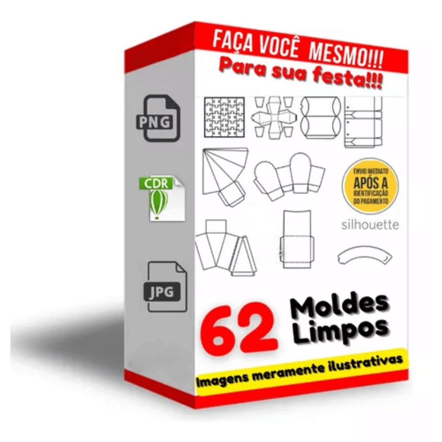 62 Moldes Limpos Caixas Festa Personalizados Caixinhas Presentes Corel - Radali Shop