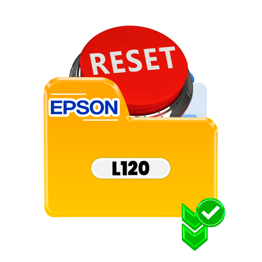 Reset button for Epson L120 printer with reset folder graphic