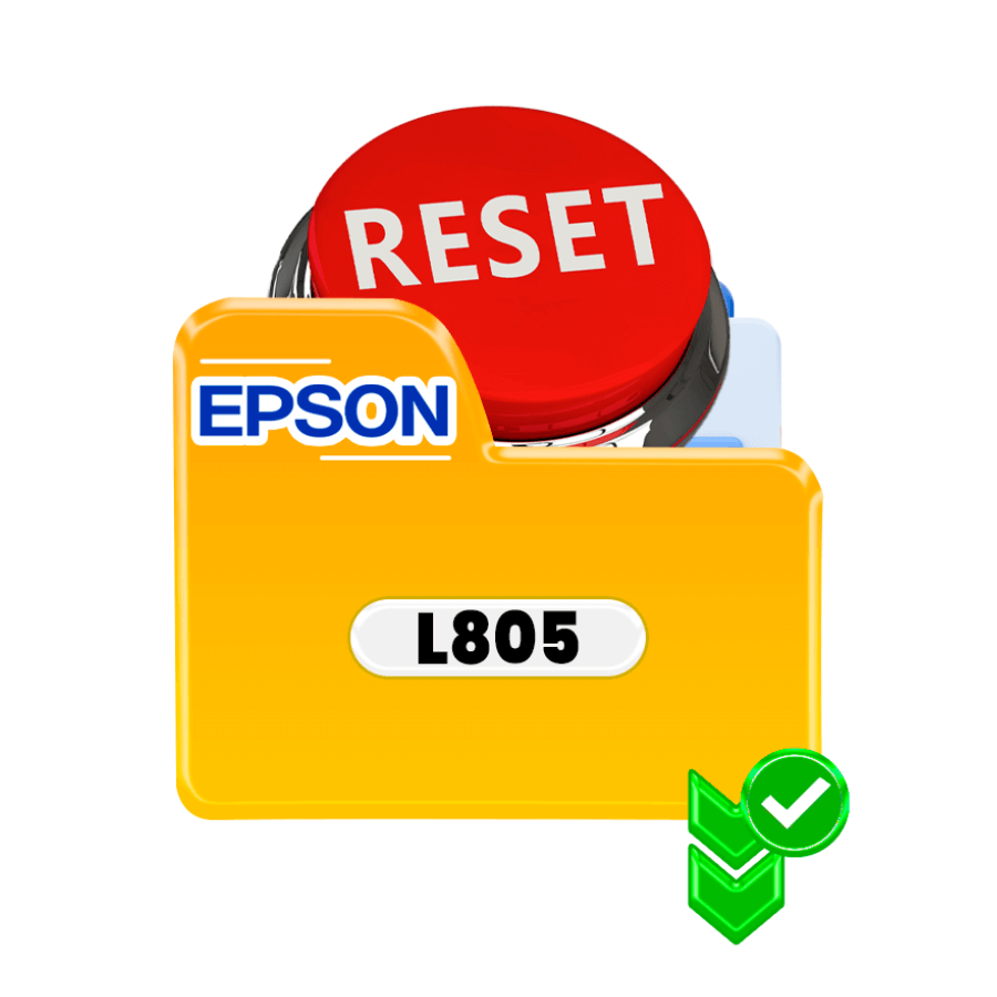 Epson L805 reset button illustration for printer maintenance and ink pad counter reset.