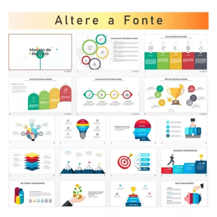 Pack + 6500 Slides Power Point Modelos Templates Editáveis Infográficos - Radali Shop