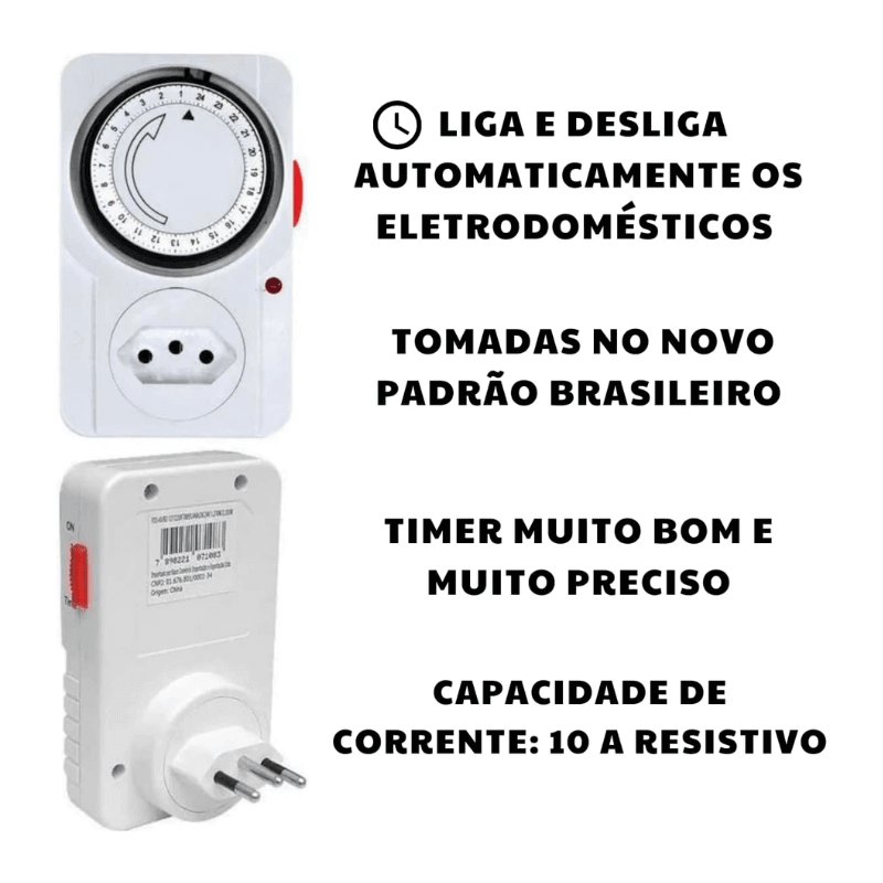 Timer Temporizador Analogico Bivolt Programavel Liga Desliga - Radali Shop
