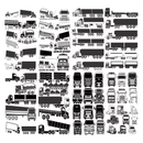 Collection of various truck vector designs and decals for automotive and vehicle graphics.