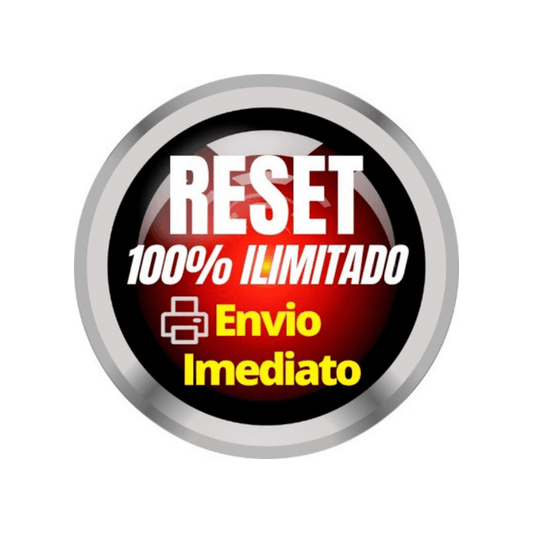 Imagem de botão com texto 'RESET 100% ILIMITADO' e 'Envio Imediato' para Reset Epson L3210.