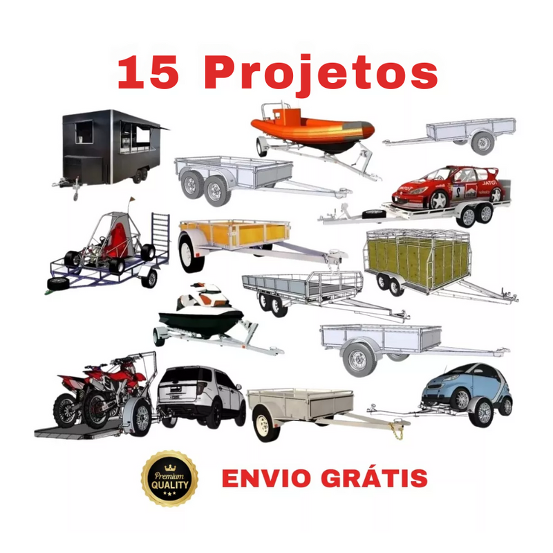 15 Projetos Para Construir Carretinhas De Reboques Engate Kart Jetski Barco Moto Plataforma