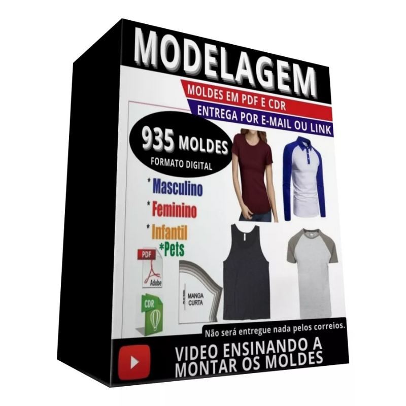 Kit com 935 Moldes De Roupas para Fabricar Arquivos Digitais em PDF