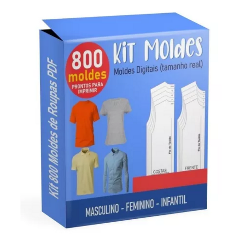 Kit 800 Moldes De Roupas para Fabricar tamanho real Costura Modelagem Arquivos Digitais