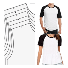 18 Moldes Raglan Masculina e Feminino Modelagem Gabarito Camiseta Roupas