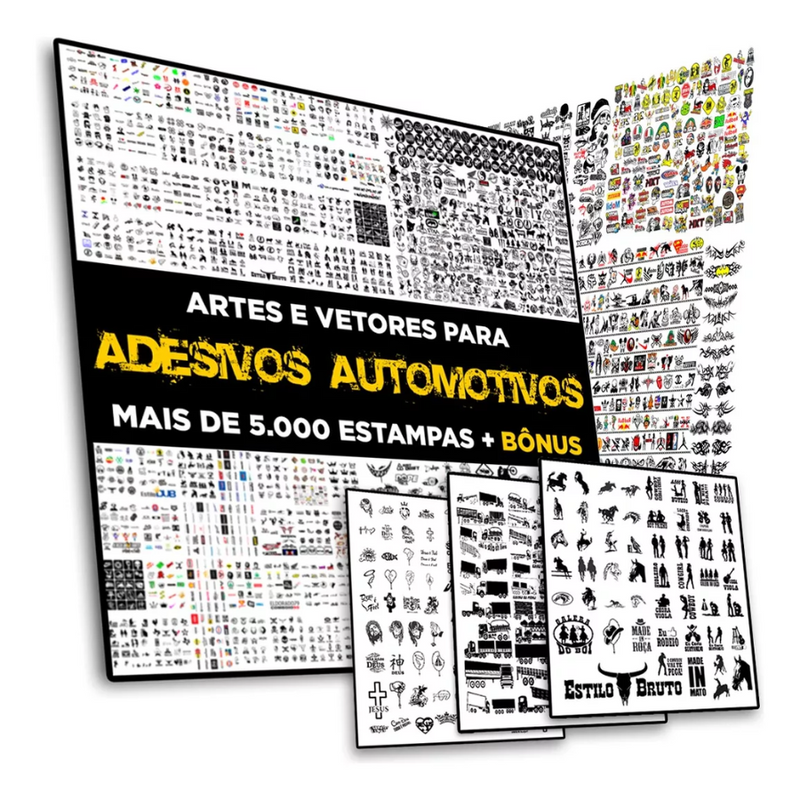 Pack +5.000 Artes E Vetores Para Adesivos Automotivos Veiculos Carros Caminhão cdr pdf