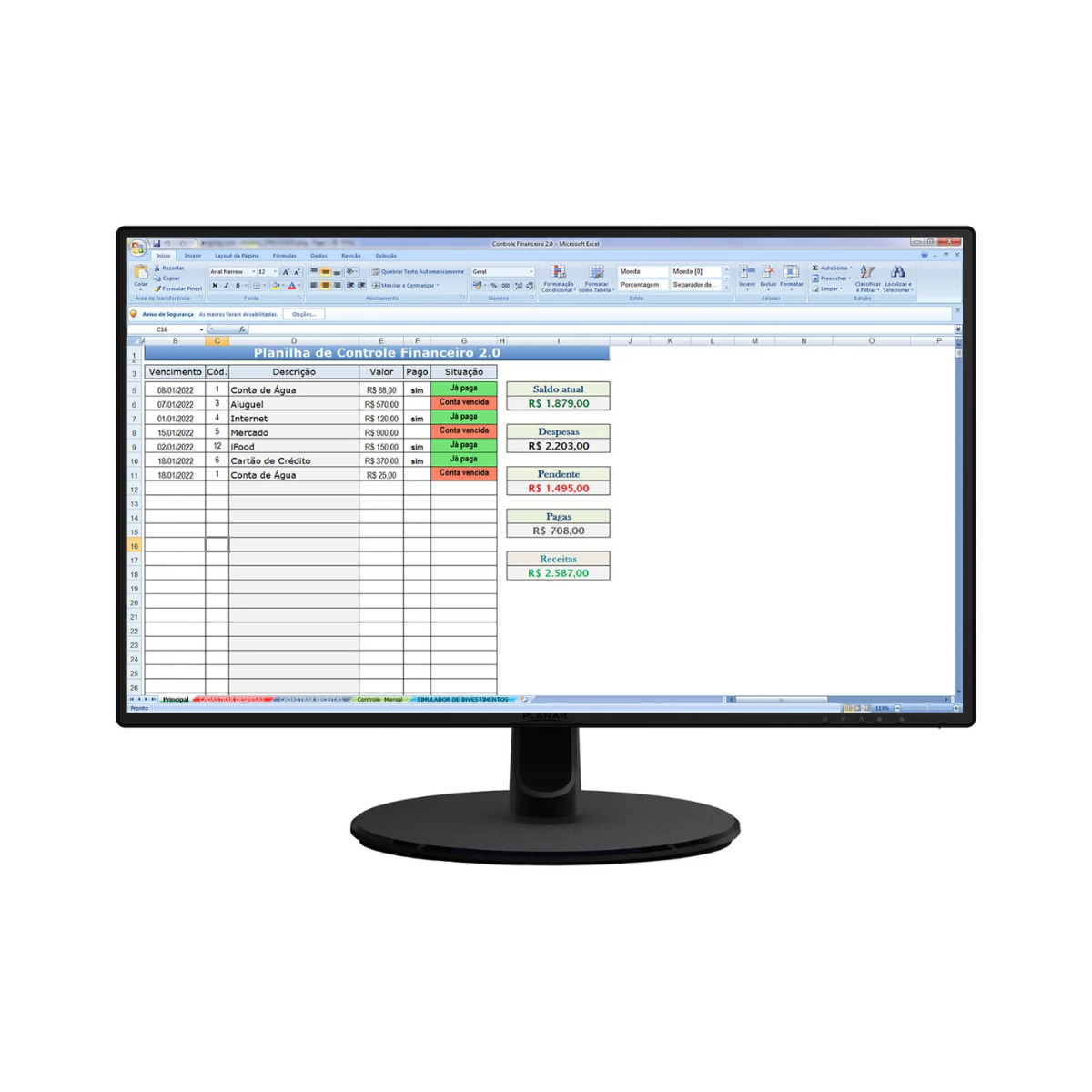 Planilha Controle Financeiro Pessoal Simples Fácil De Usar
