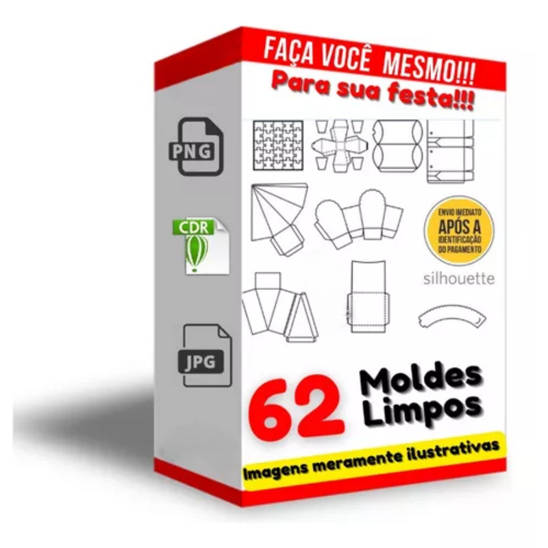 62 Moldes Limpos Caixas Kit Festa Personalizados Caixinhas Presentes Studio Pdf Png Corel