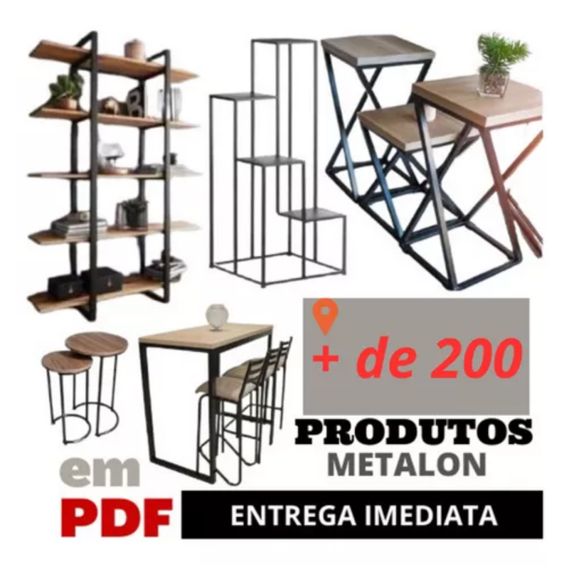 Pack + De 200 Projetos Movéis Em Metalon Serralheiro Industrial - Em Pdf