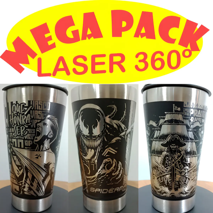 Ultra Pack +300 Artes Gravação Copos E Garrafas Laser 360o