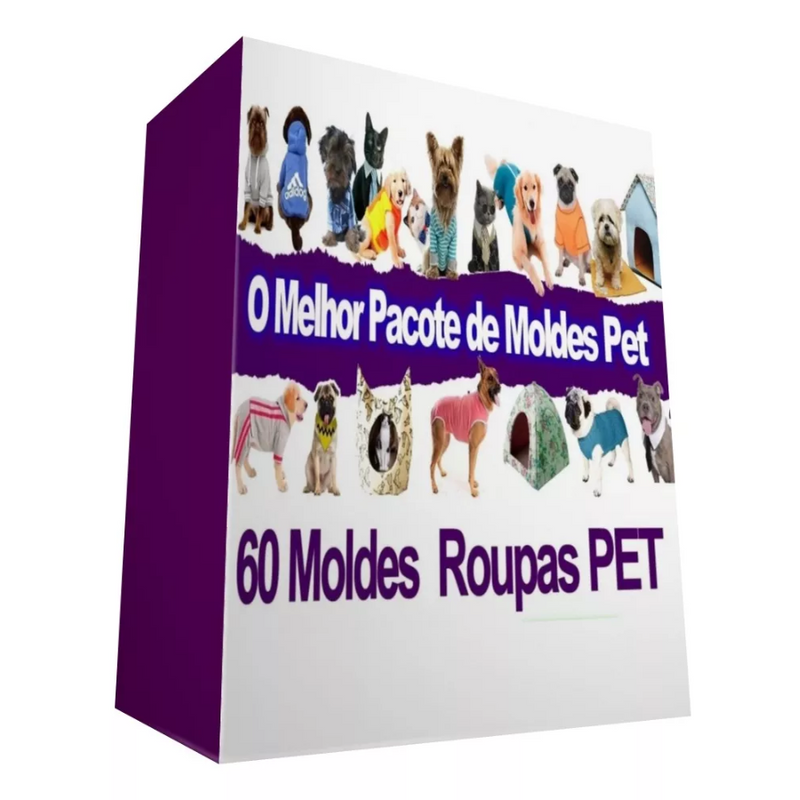 Pack 60 Moldes De Roupas Pet cães cachorro gatos o melhor