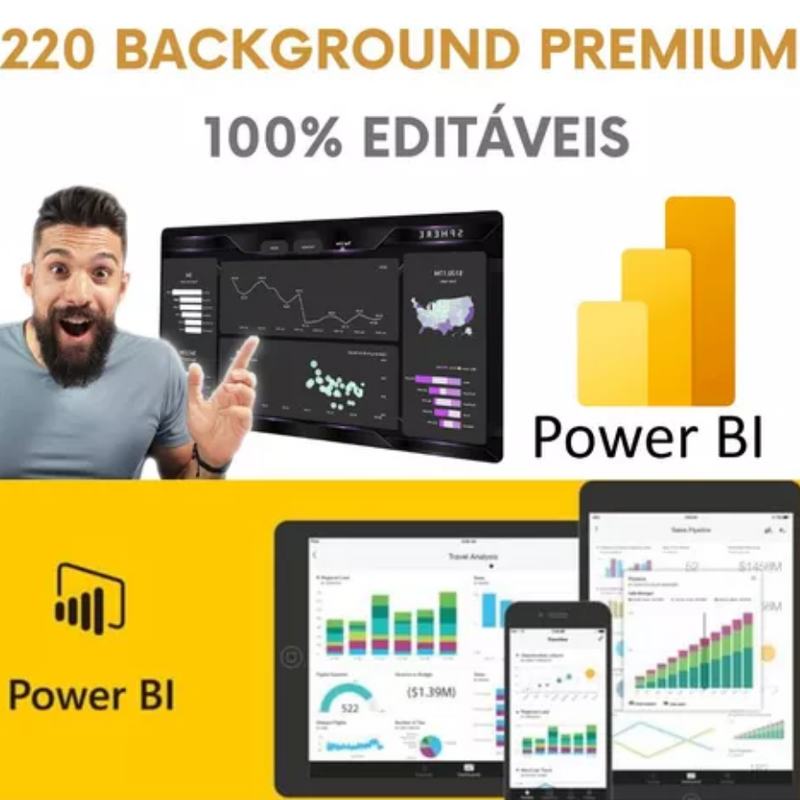 200 Modelos Editáveis De Backgrounds Para Power Bi + Brinde