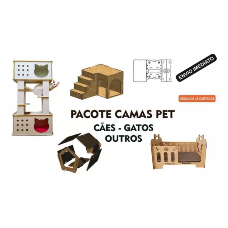 Pacote Vetor Cama Casa Gato Cachorro Pet Cnc Laser Router