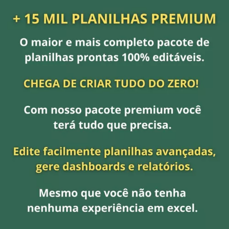 Super Pack + 15.000 Planilhas Excel Prontas Editáveis + Bônus