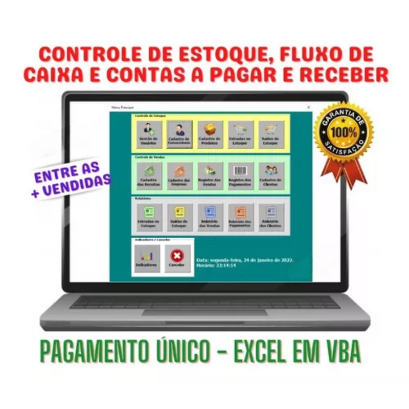 Planilha Controle de Estoque Fluxo De Caixa Contas A Pagar Receber Em Excel