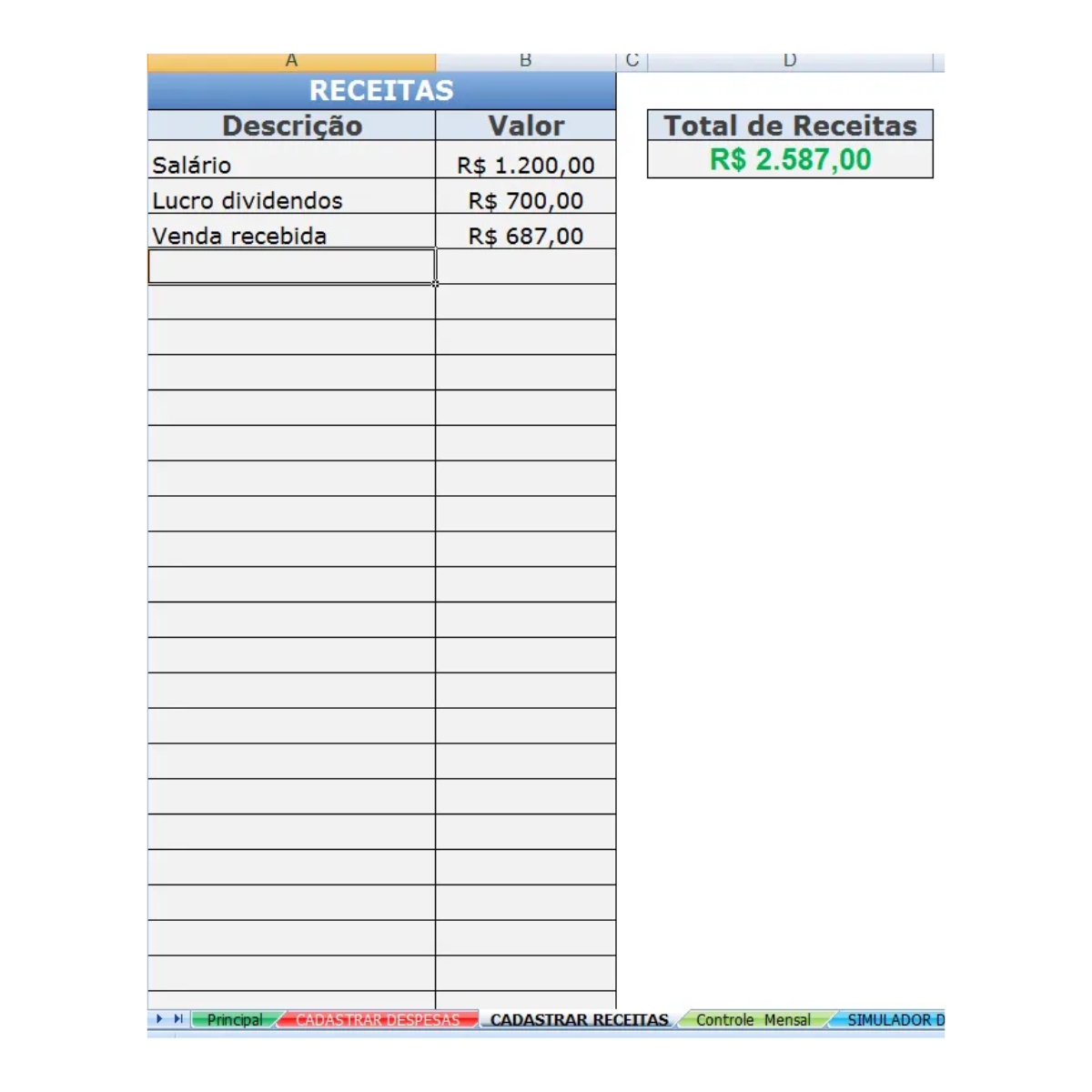 Planilha Controle Financeiro Pessoal Simples Fácil De Usar
