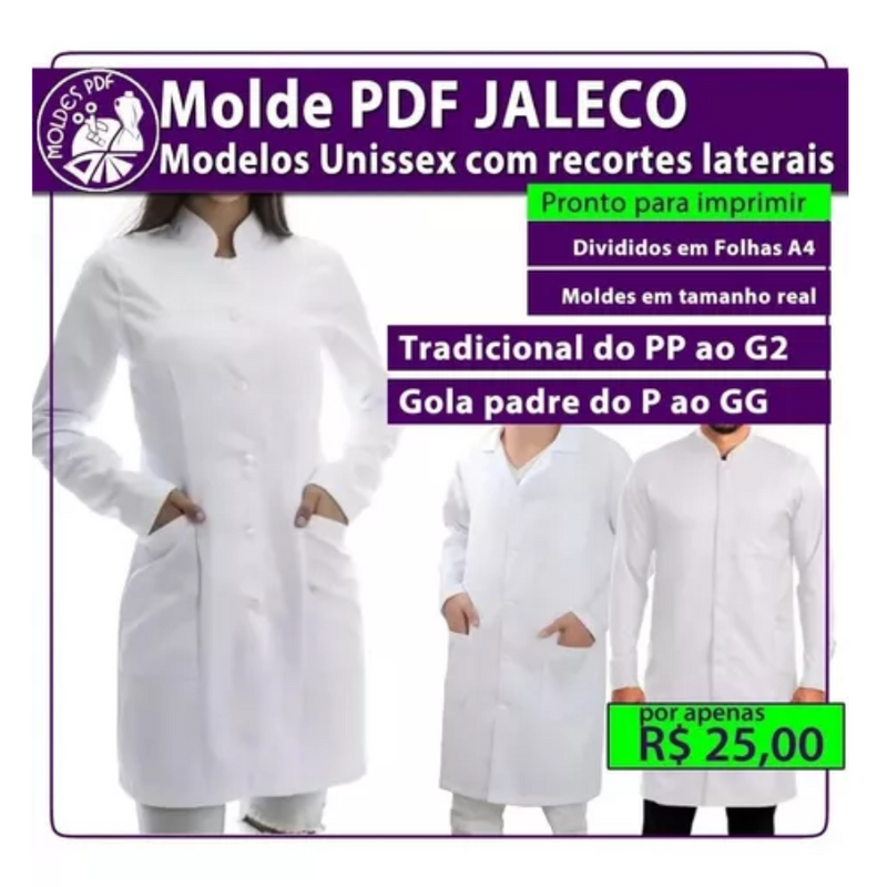 Lab Coat Patterns for Men and Women Traditional Full-size Collar Files