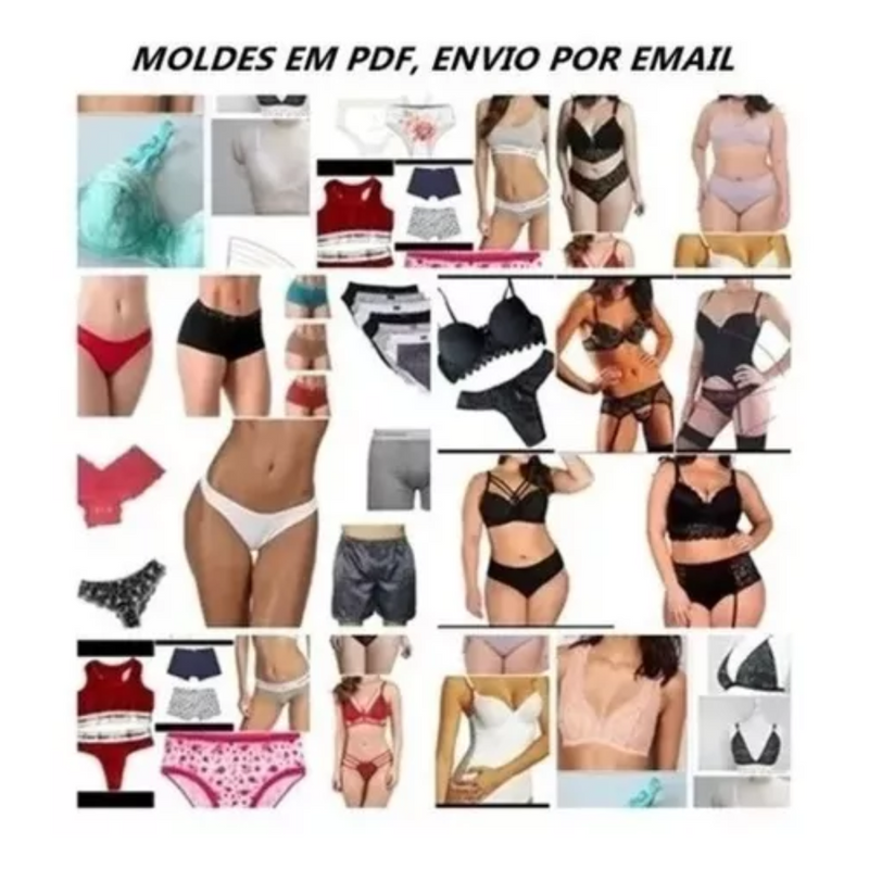 Kit 50 Moldes De Calcinhas Cuecas Lingerie Adulto Infantil Fabricar Tamanho Real Costura Modelagem Arquivos Digitais PDF