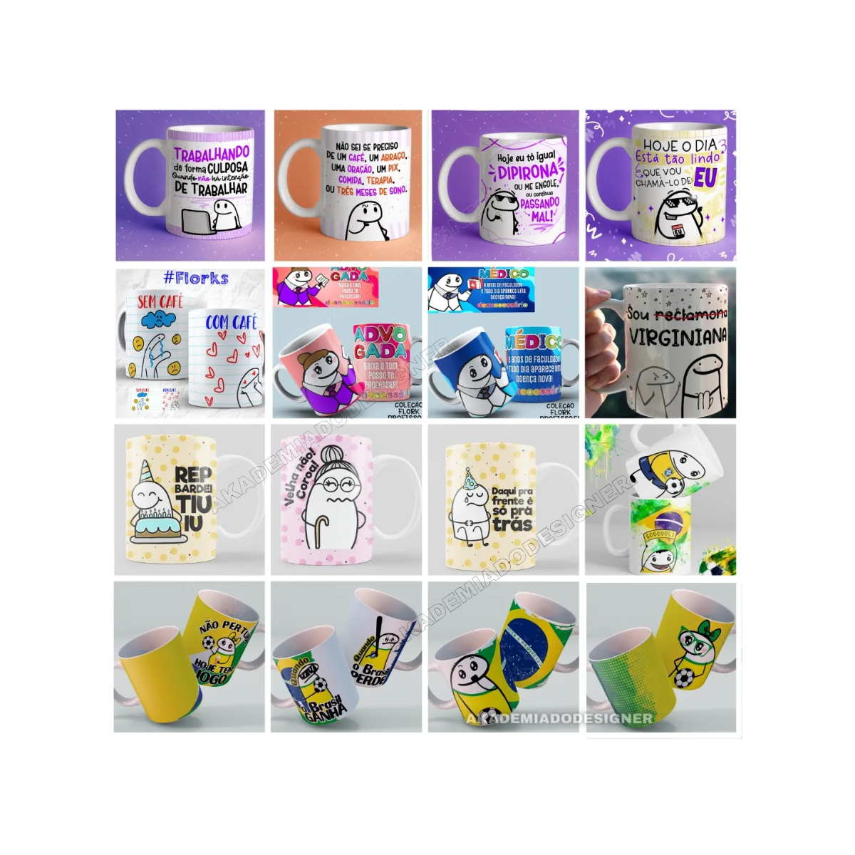 Pack 1900 Artes Para Sublimação Canecas- Flork Bento +brindes