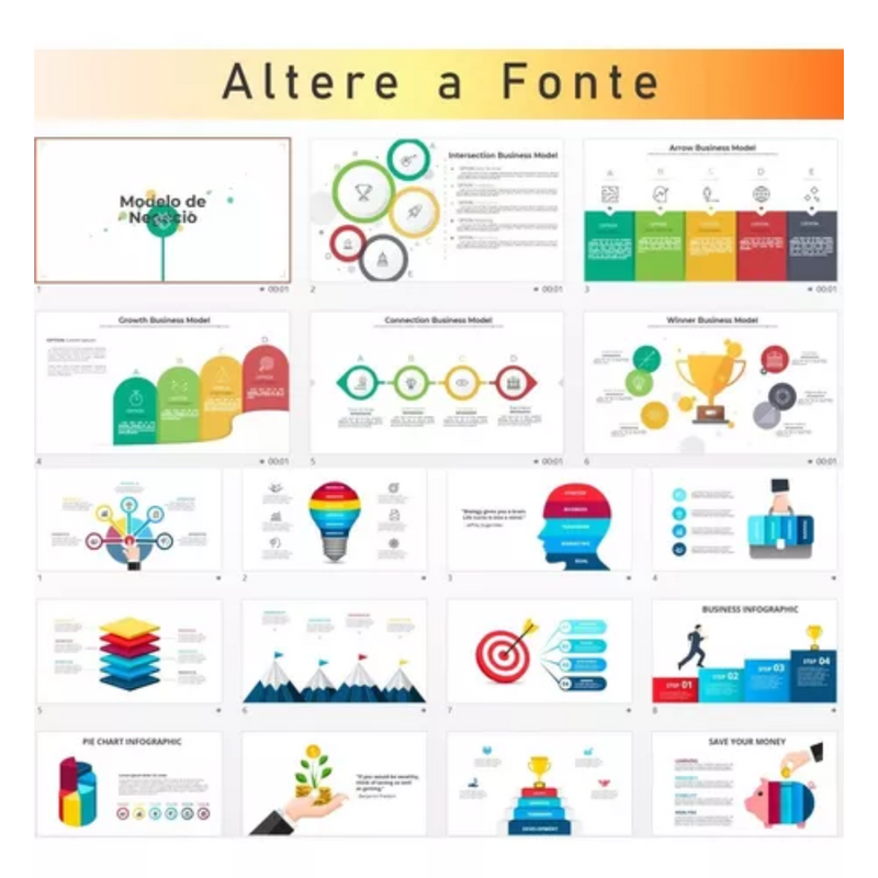 Pack + 6500 Power Point Slides Templates Editable Infographics