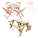 Projetos Banco que Vira Mesa De Jardim + Mesa De Bar e Cadeira - Radali Shop