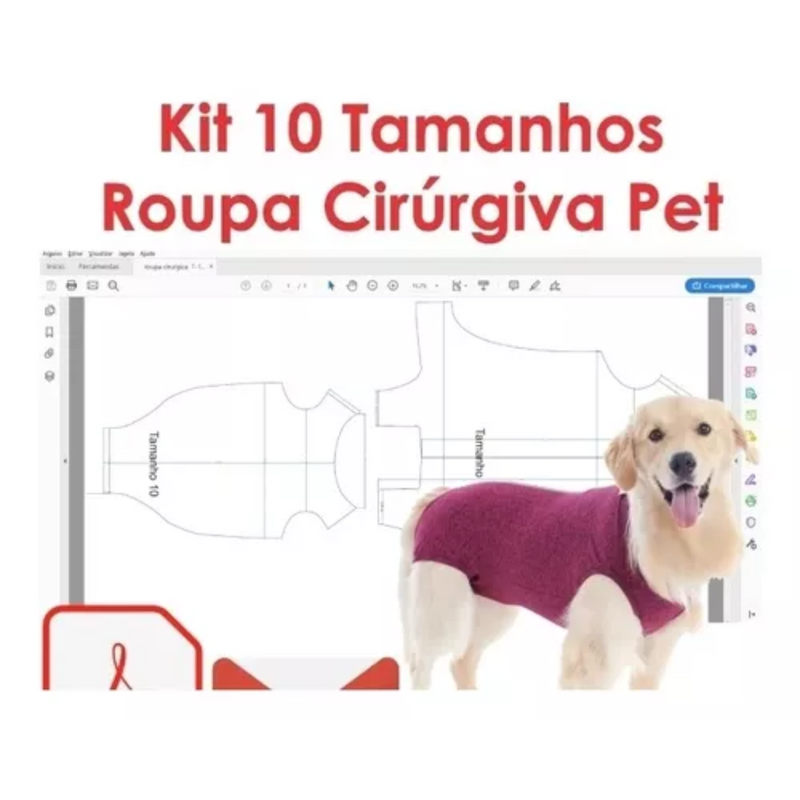 Kit 100 Moldes Pet Variados Fabricar Tamanho Real Costura Modelagem Arquivos Digitais PDF