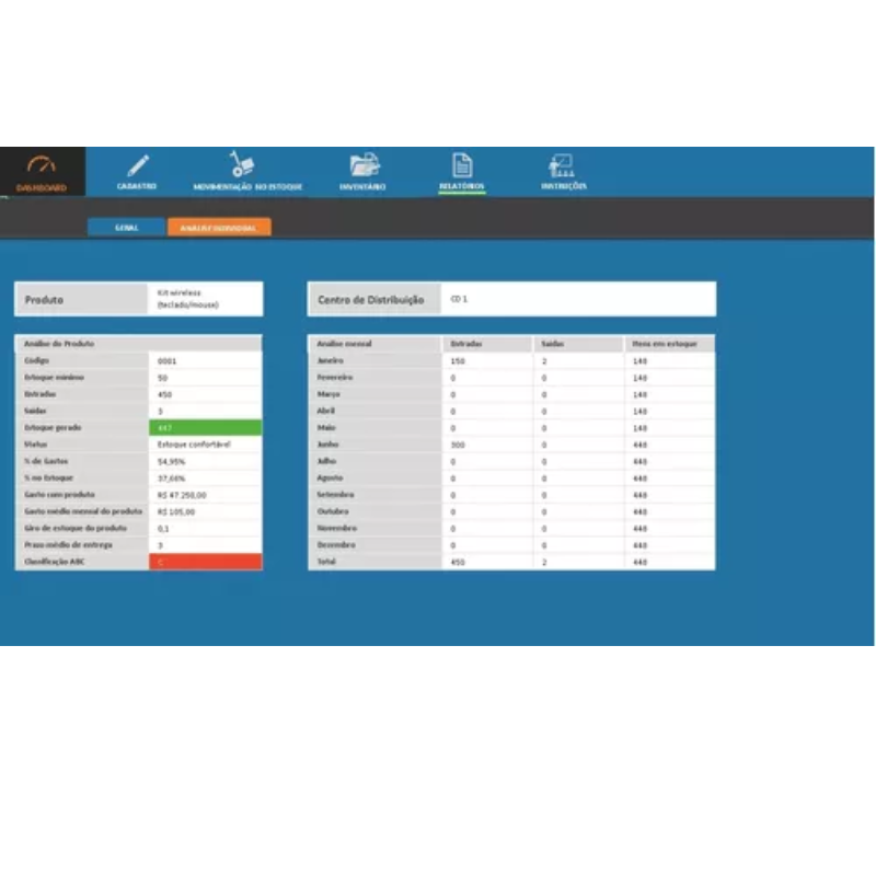 Planilha Controle De Estoque Sistema Entrada Saida Em Excel