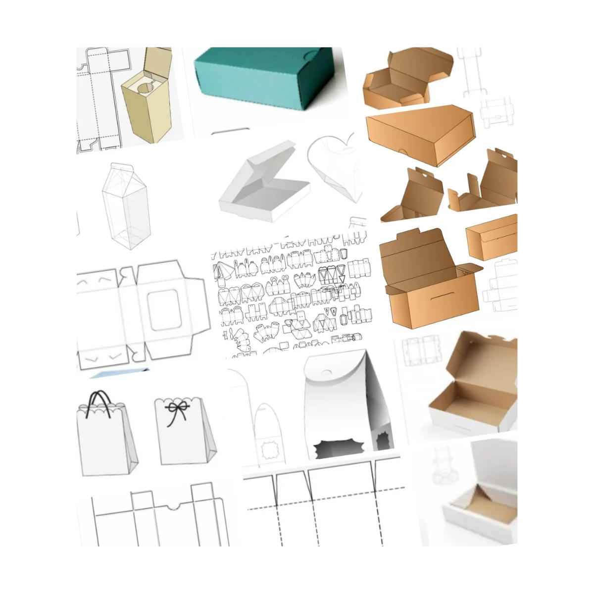 Ultra Pack 6100 Moldes Limpos Caixas E Embalagens - Digital, design de várias caixas e embalagens imprimíveis.