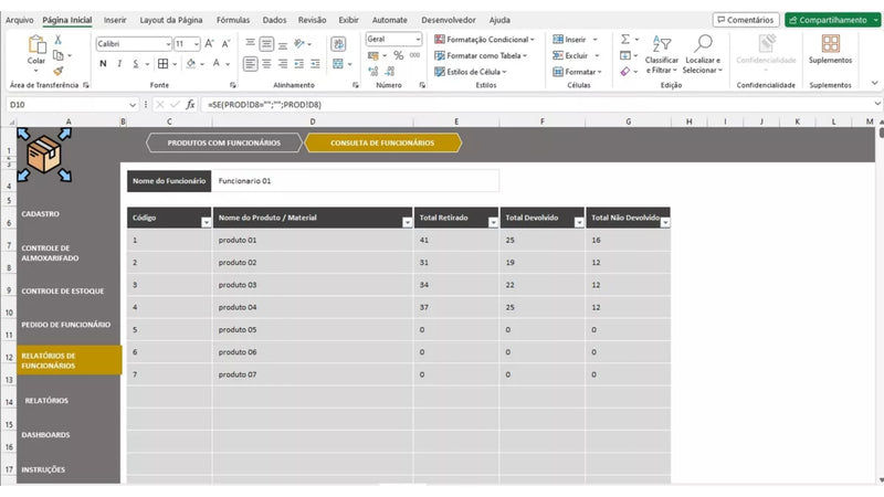 Planilha Controle de Estoque Sistema De Almoxarifado Inventário Entrada Saida Em Excel