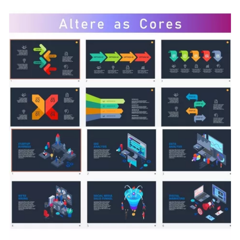 Pack + 6500 Slides Power Point Modelos Templates Editáveis Para Infográficos Apresentação