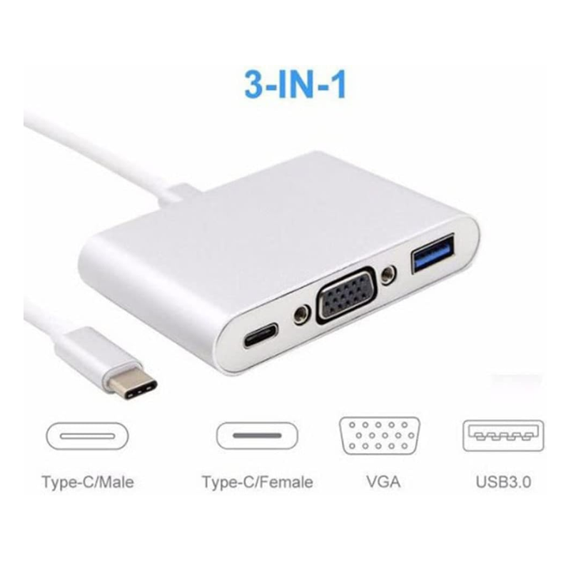 Type-C 3-in-1 VGA USB Type-C Adapter Cable