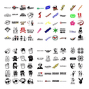 Collection of diverse vector cut designs and stickers featuring various logos and characters.