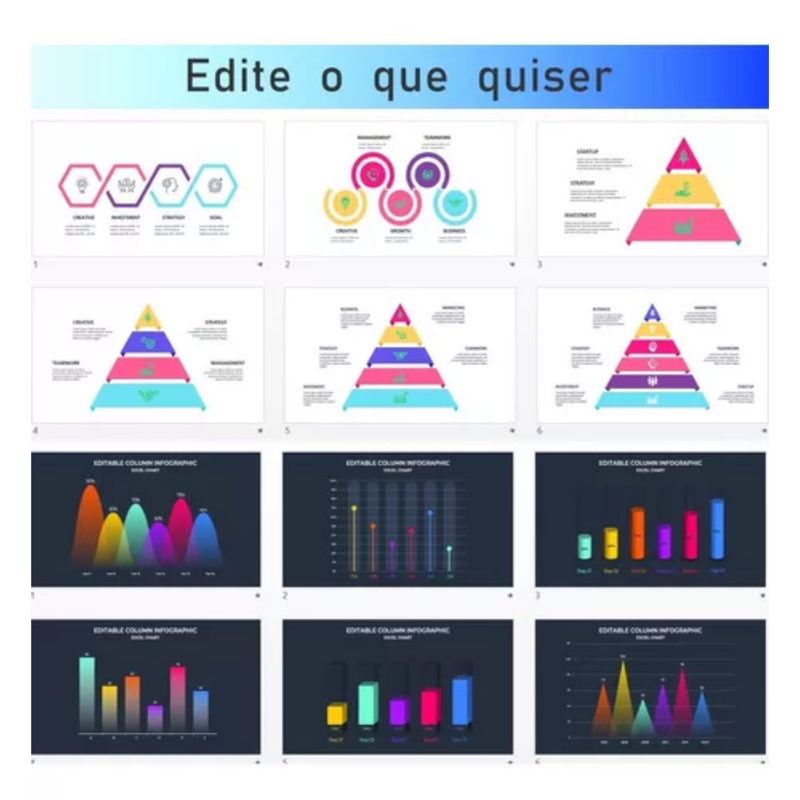 Pack + 6500 Slides Power Point Modelos Templates Editáveis Para Infográficos Apresentação