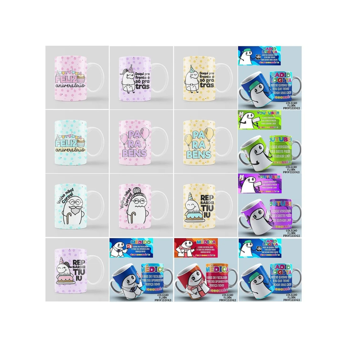 Pack 1500 Artes Flork Sublimação Canecas Bento Meme