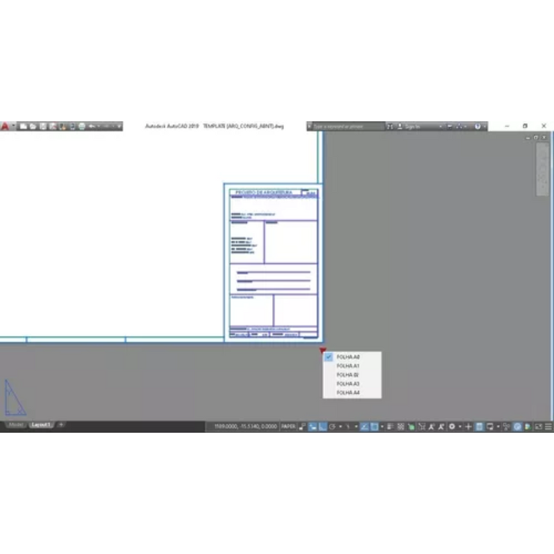 Plantilla de tablero dinámico de Abnt para proyectos de arquitectura en Autocad