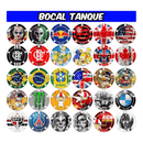 Variety of colorful tank cap designs featuring popular brands, flags, and characters.