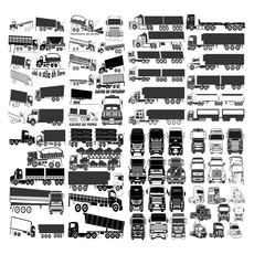 Collection of various truck vector designs and decals for automotive and vehicle graphics.