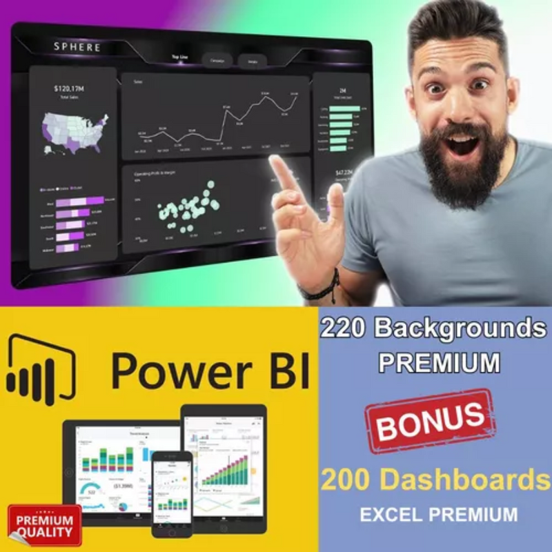 200 Modelos Editáveis De Backgrounds Para Power Bi + Brinde