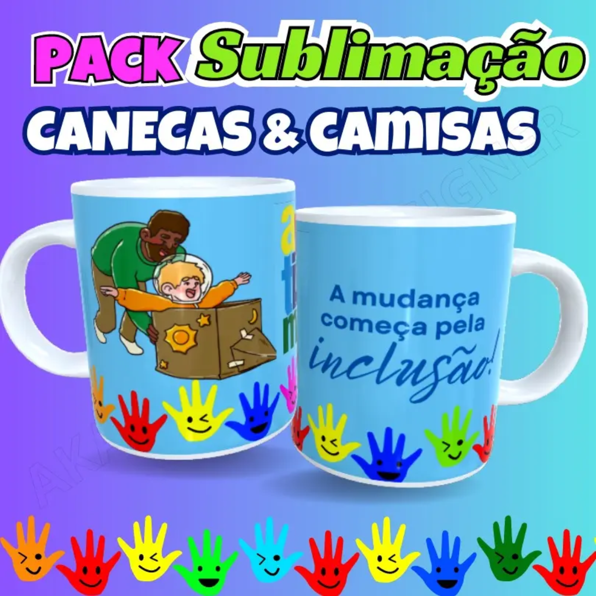 +250 Artes Autismo Caneca e Camiseta Sublimação Cdr E Canva