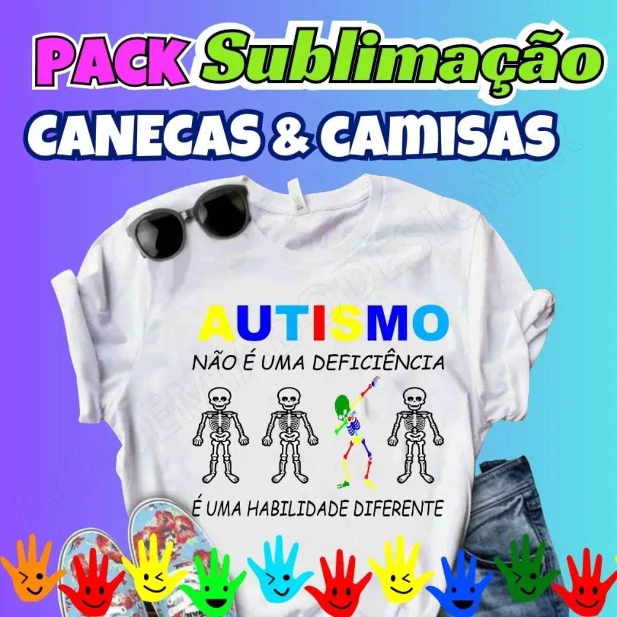+250 Artes Autismo Caneca e Camiseta Sublimação Cdr E Canva