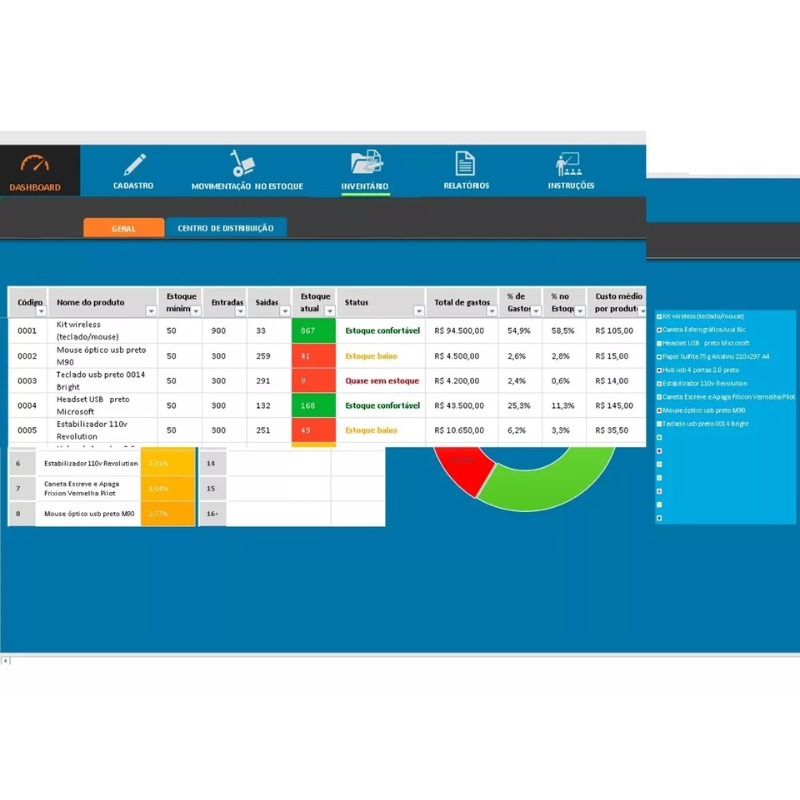 Planilha Controle De Estoque Sistema Entrada Saida Em Excel