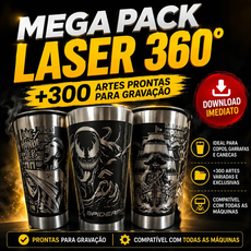 Ultra Pack +300 Artes Gravação Copos E Garrafas Laser 360o