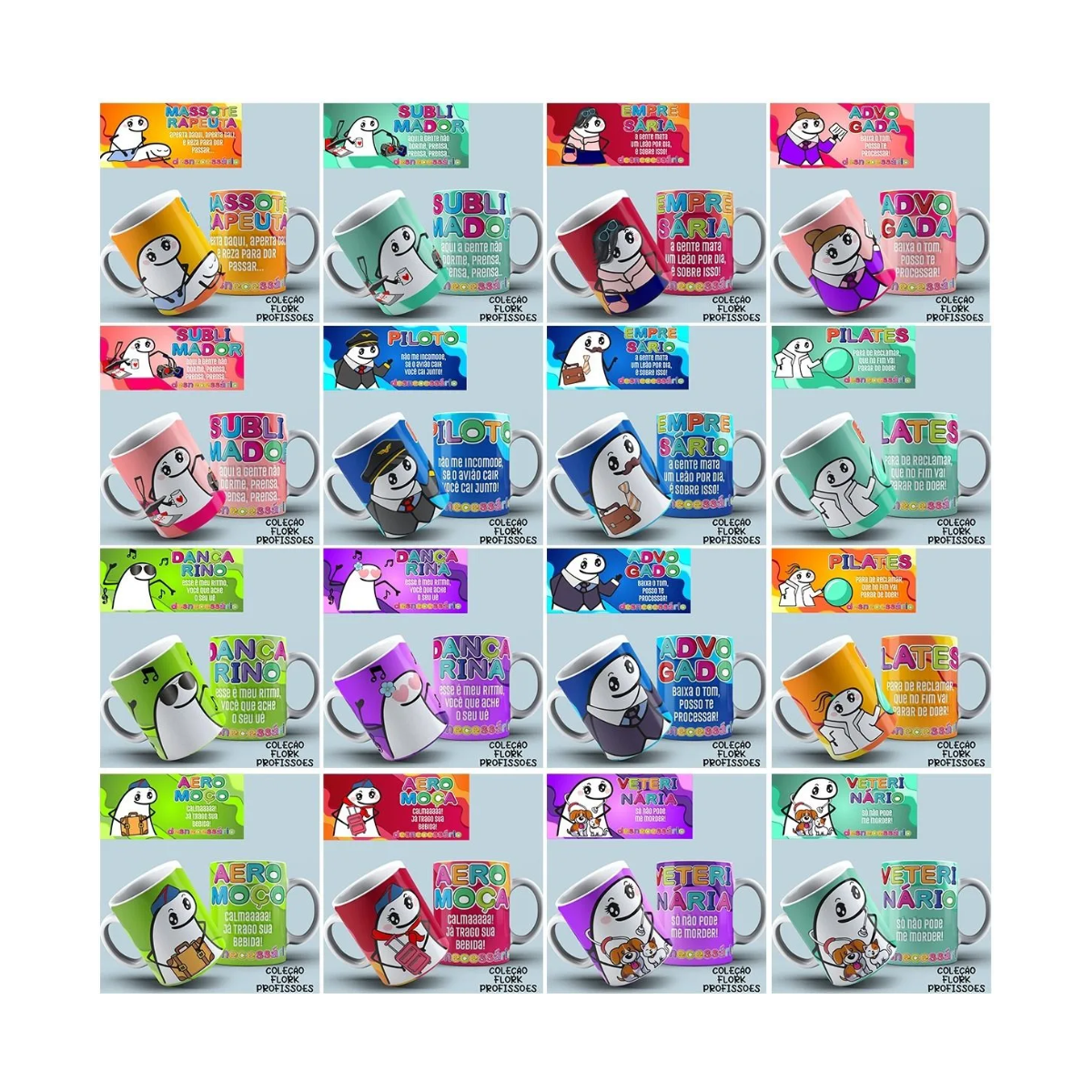 Pack 1500 Artes Flork Sublimação Canecas Bento Meme