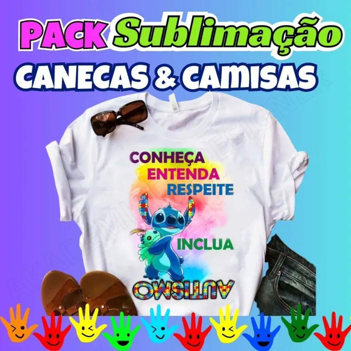 +250 Artes Autismo Caneca e Camiseta Sublimação Cdr E Canva