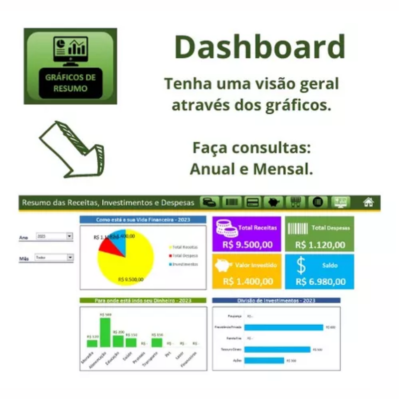 Planilha Controle Financeiro Pessoal Gastos Despesas Mensal Diário