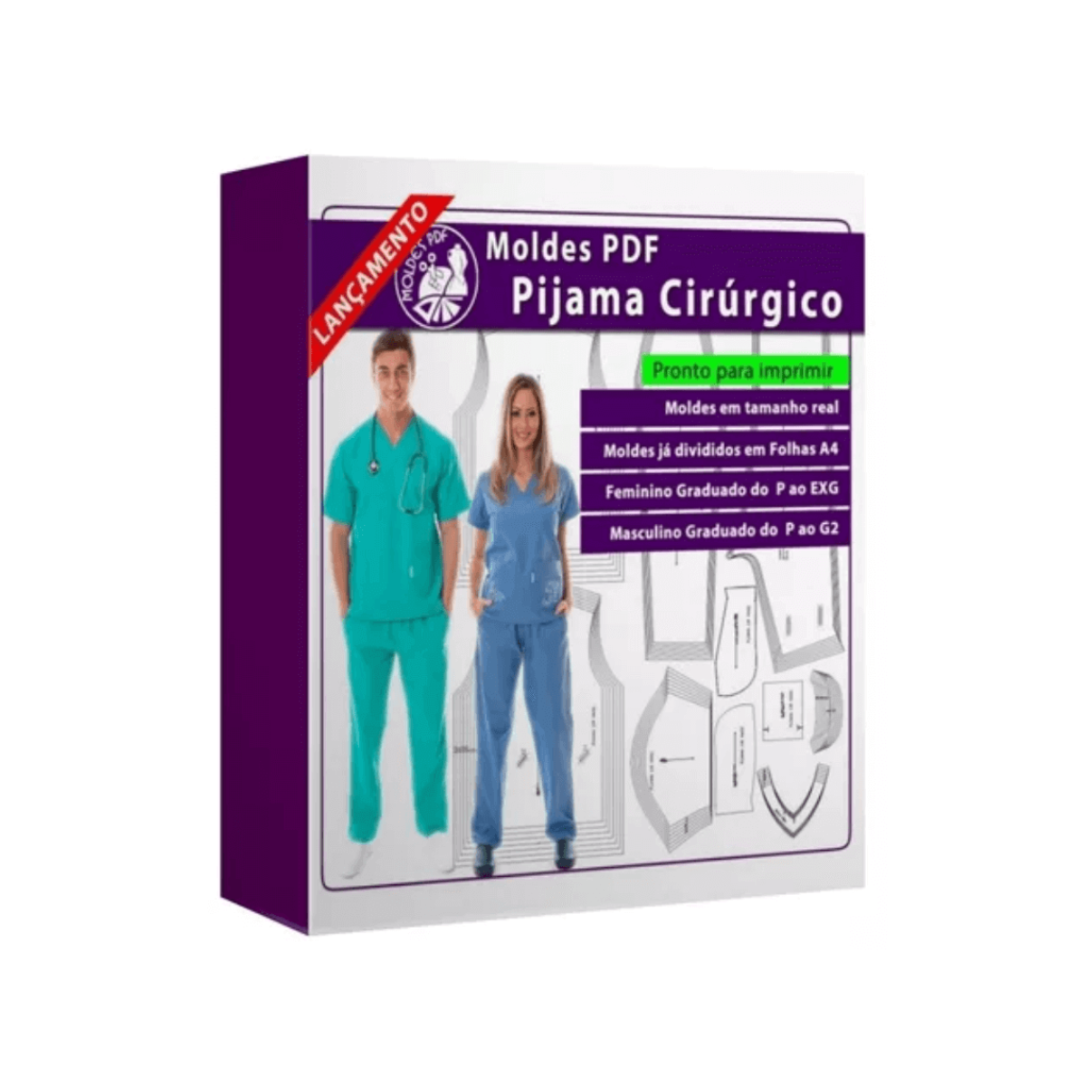 Molde Pijama Cirúrgico Masculino Feminino Imprimir PDF