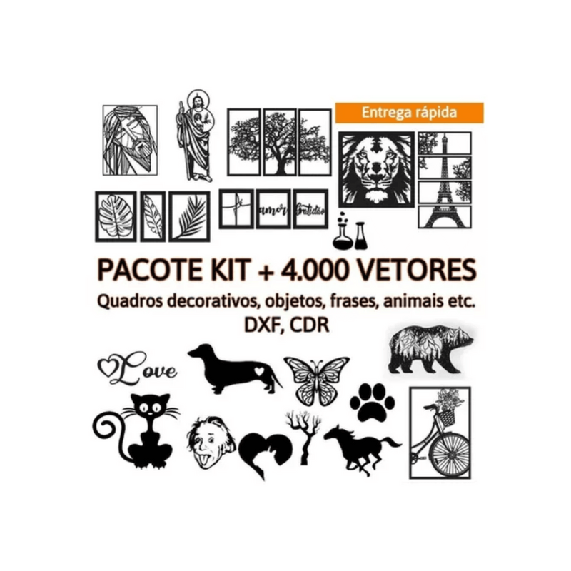 Vetor +4000 Quadros Paredes Corte Fresa Tocha CNC Laser Router
